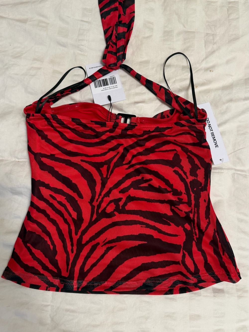 Oh Polly Red Zebra Halter Bustier Top - Picture 7 of 7